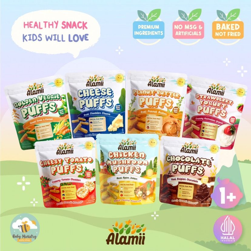 (BEST SELLER!!) ALAMII PUFFS SNACK SEHAT (MAKANAN BAYI) CEMILAN ANAK DAN BAYI / SNACK ANAK 1 TAHUN KEATAS / jajanan anak sehat / cemilan sehat bayi