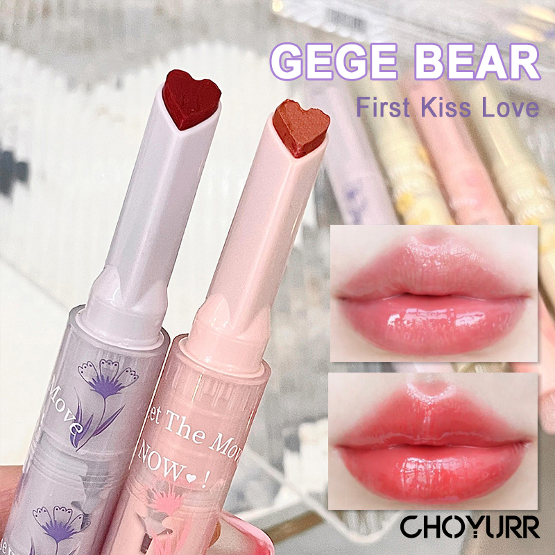 【COD】Gege Bear Flower Love Lipstik Moisturizing Lip Glaze Bentuk Hati Long Llasting-CH