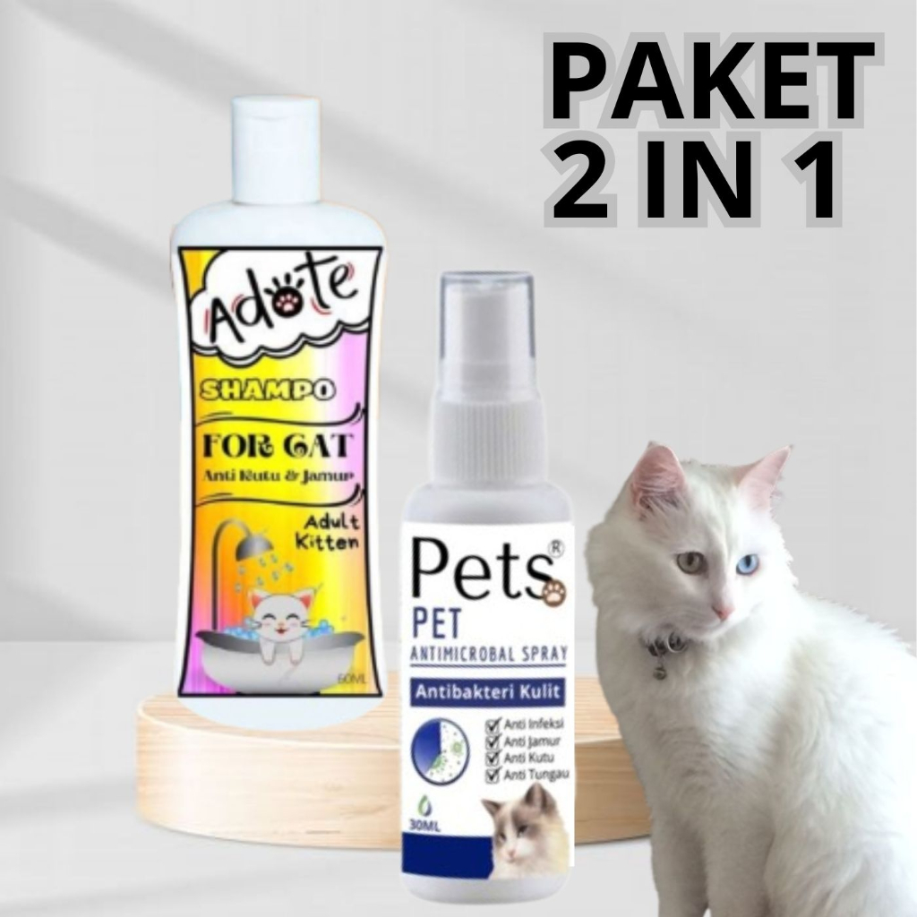 Paket Bundling Spray Anti Scabies Kutu Kucing dan Shampoo Anti Jamur