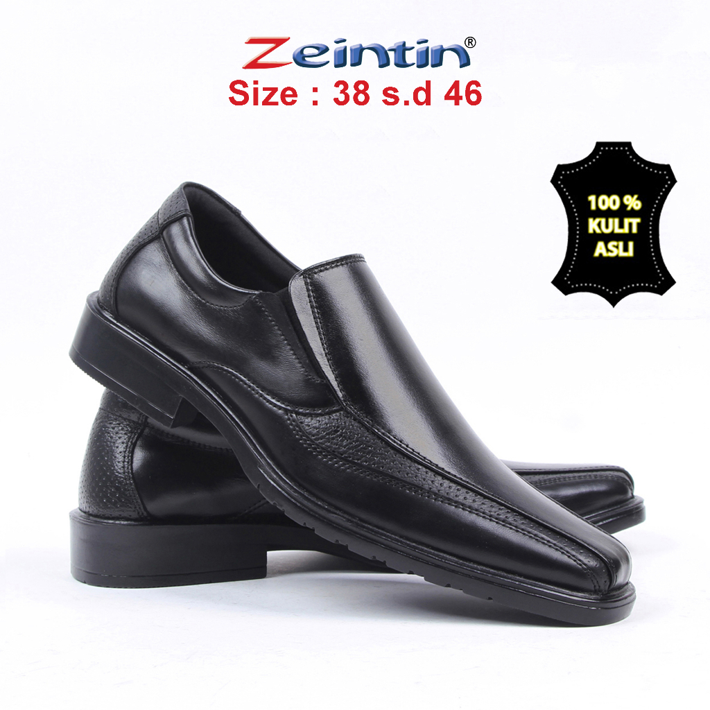 Zeintin - Sepatu Pantofel Sepatu Kulit Fantofel Pria Sepatu Formal Kuliah Kerja Kantor AJ Sepatu Pantofel Hitam Pria Formal Kantor Leather Swedian Premium