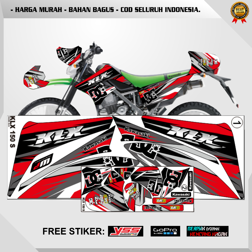 STRIPING STIKER SETIKER MOTOR KAWASAKI KLX S / LIS LES BODY KAWASAKI KLX S HOLOGRAM VINYL