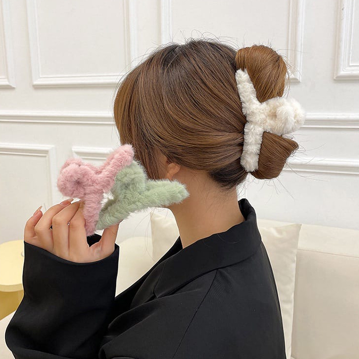 JEPIT JEDAI BULU - Hair Claw Korean Accessories Jepitan Aksesoris Korea Fur Clip Hairclip