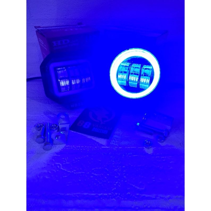 Lampu Tembak Daymaker 3 LED +Lampu Ring Biru - Lampu Daymaker 3 Led Variasi Putih - Biru