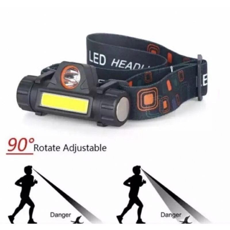 SENTER KEPALA 2 in 1 multifungisi - Headlamp Recharger LED