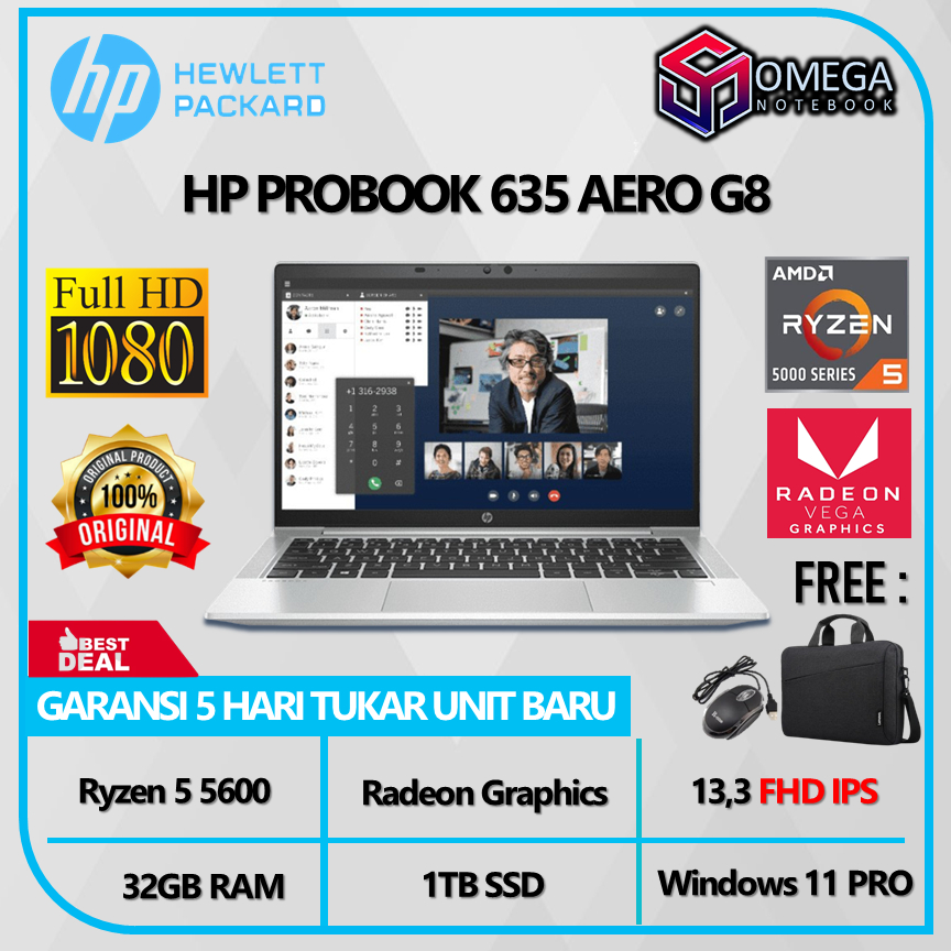 Laptop HP PROBOOK 635 AERO G8 Ryzen 5 5600 32GB 1TB 13,3 FHD Windows 11 Pro