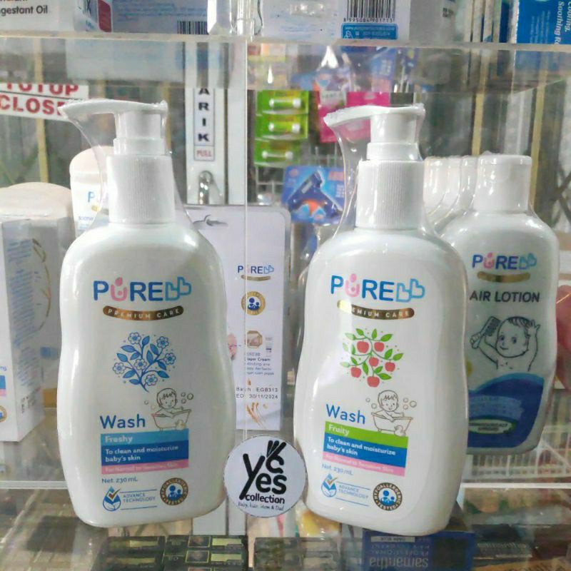 Sabun Mandi Cair dan Shampoo sampo bayi PureBB Premium Care Wash Fruity Freshy 230ml Pump 2in1 Hair &amp; Body Wash For Normal to Sensitive Skin kulit kepala