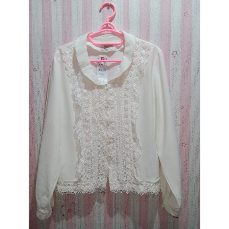 Blouse Wanita Putih Renda Mix