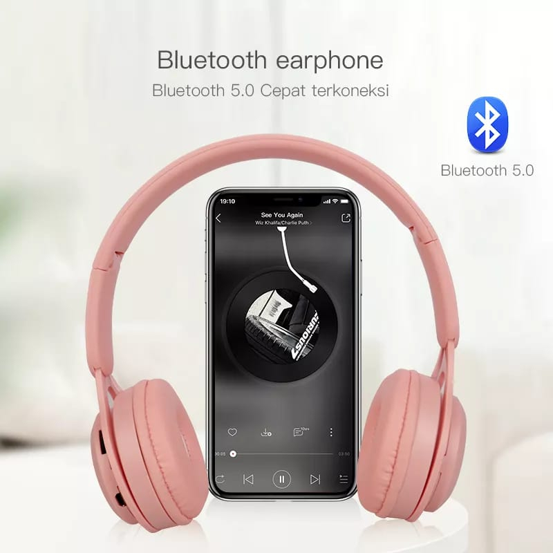 Headphone Bando MZ-08 Support SD Card Wireless Bluetooth