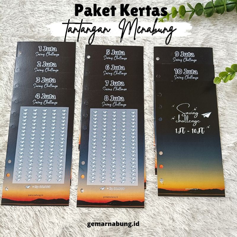 

Paket kertas saving challenge, kertas menabung, kertas sinking fund Uk A6 6 ring