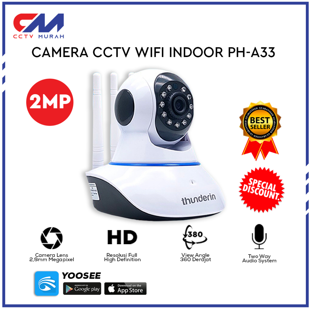 CCTV 3 Antena Wireless Smart Camera HD 1080P 2 MP Auto Tracking BISA KOMUNIKASI DUA ARAH Camera APLIKASI YOOSEE