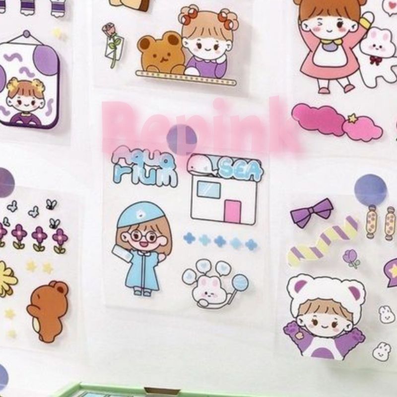 STICKER AESTHETIC TUMBLEER CUTE TRANSPARANT (BEPINK OFFICIAL)