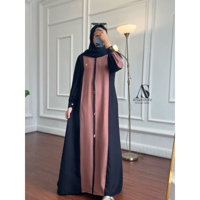 Dress polo linen mix hitam milo ori by ANJANI STORE