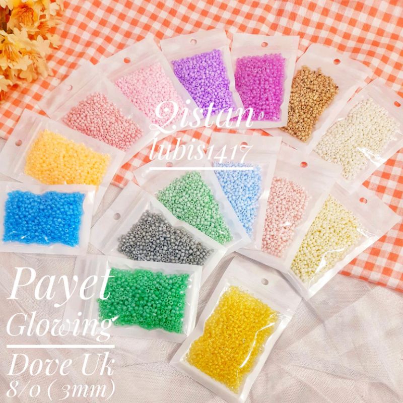 Payet Glowing Dove uk 8/0 (3mm) Kemasan 100 gr