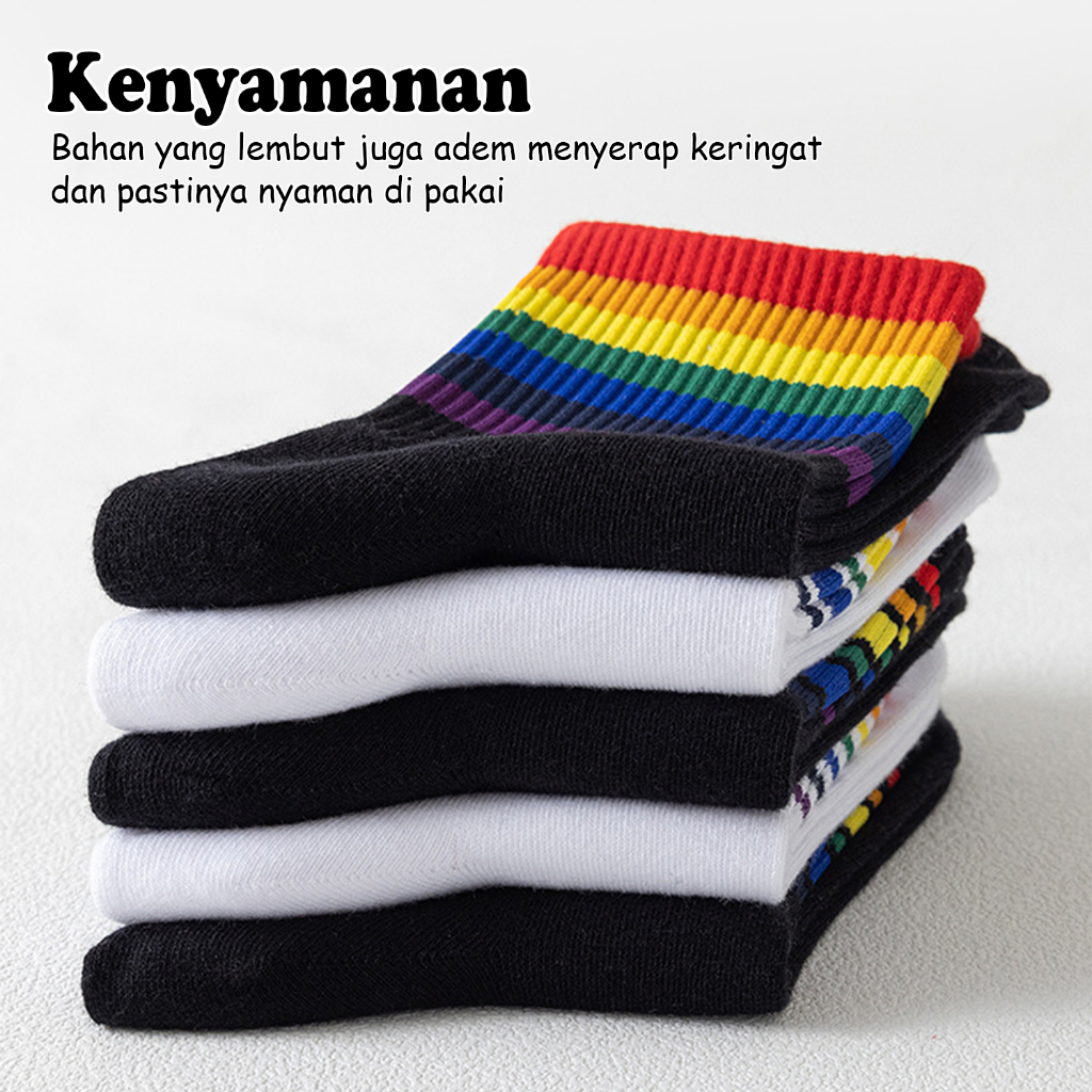 COD LuxuryParty KK-L Kaos Kaki Premium Kaos kaki Wanita Pria Kaos Kaki Motif Rainbow