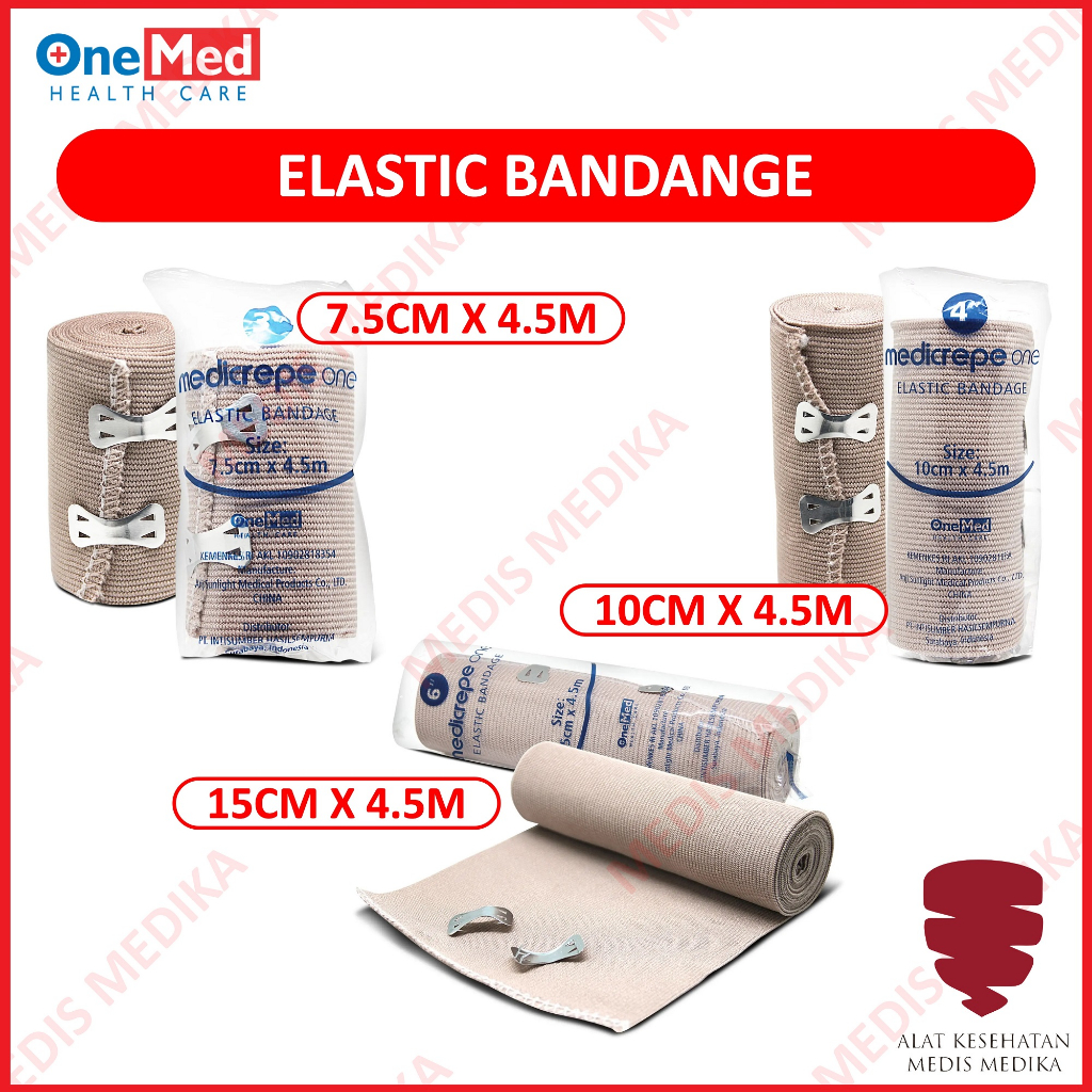 Onemed Elastic Bandage Medicrepe 7.5cm 10cm 15cm Perban Elastis P3K Perban Elastis Verbant Cokelat Kain Karet Katun Dengan Pengait 3 inch 4 inch 6 inch
