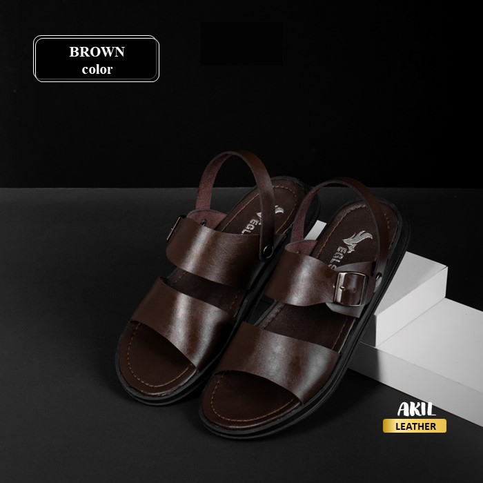 Sandal Slide Casual Pria Sendal Selop Kasual Cowok Egls Vinci Leather Bahan Kulit Original Premium Kekinian Keren Terbaru