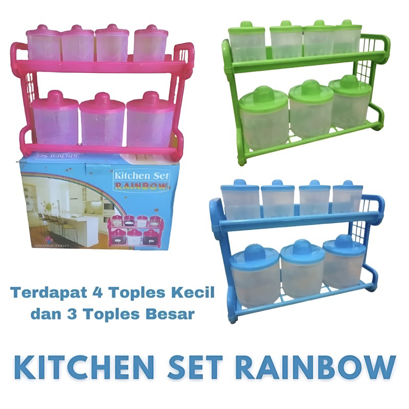 KITCHEN SET MONICA 7 IN 1 / TEMPAT BUMBU DAPUR 1 BOX ISI 7 PCS FREE PACKING BOX FBL