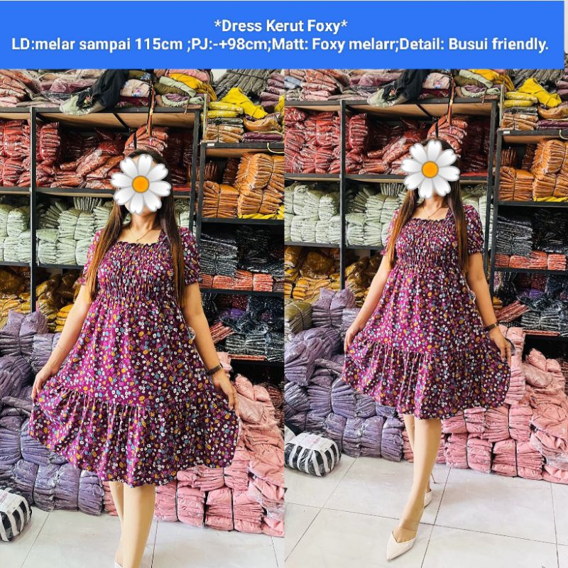 Daster Dress Kerut Foxy Melar Cantika Rempel Cantik / Dress Foxy Rempel / Dress Foxy Susun / Dress Foxy Canda / Dress Foxy Busui / Daster Foxy / Daster Foxy murah / Daster Foxy Rempel