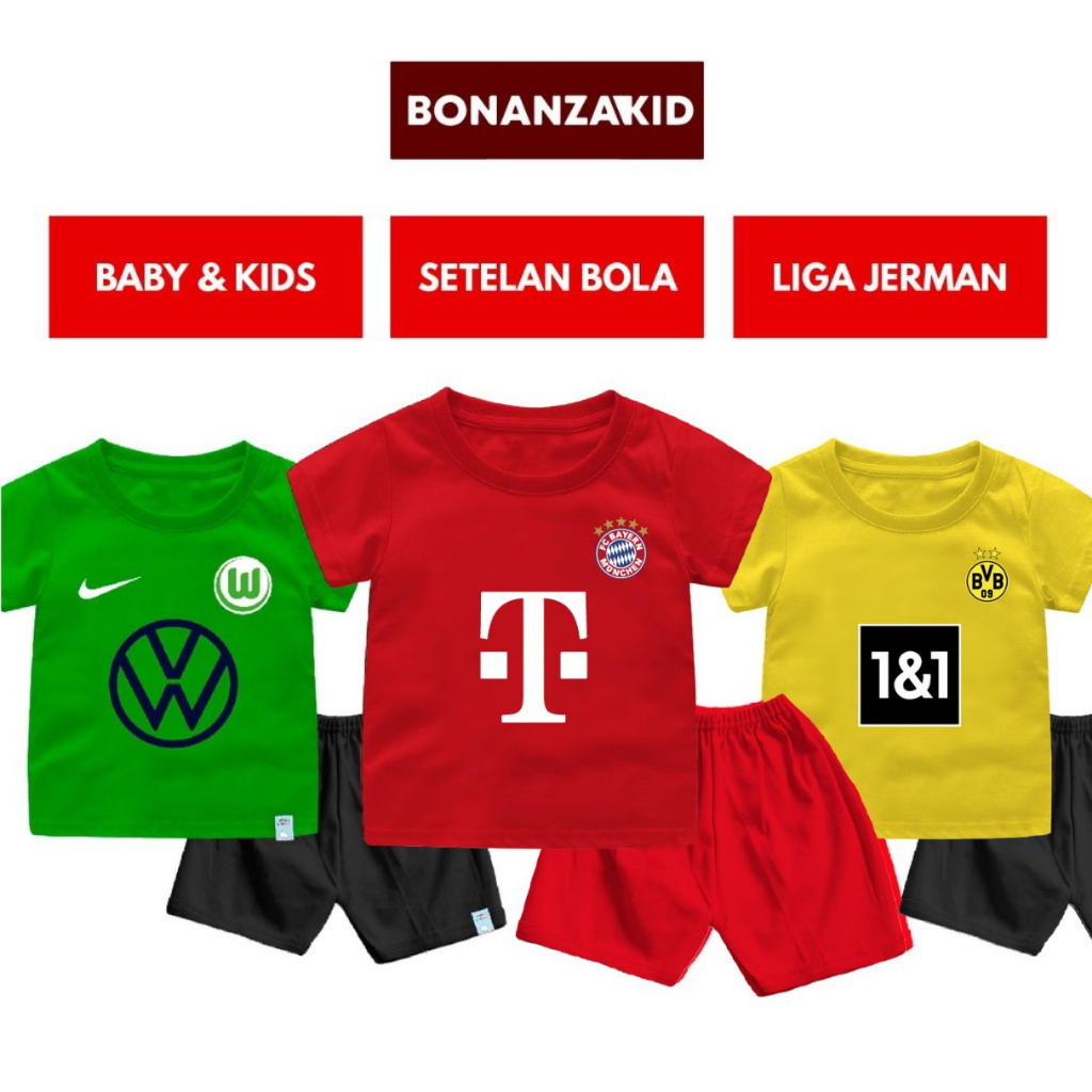 Baju Bola Anak Laki Laki Setelan Bola Anak laki Laki Liga Jerman 6 Bulan Sampai 8 Tahun Katun Combed 30s