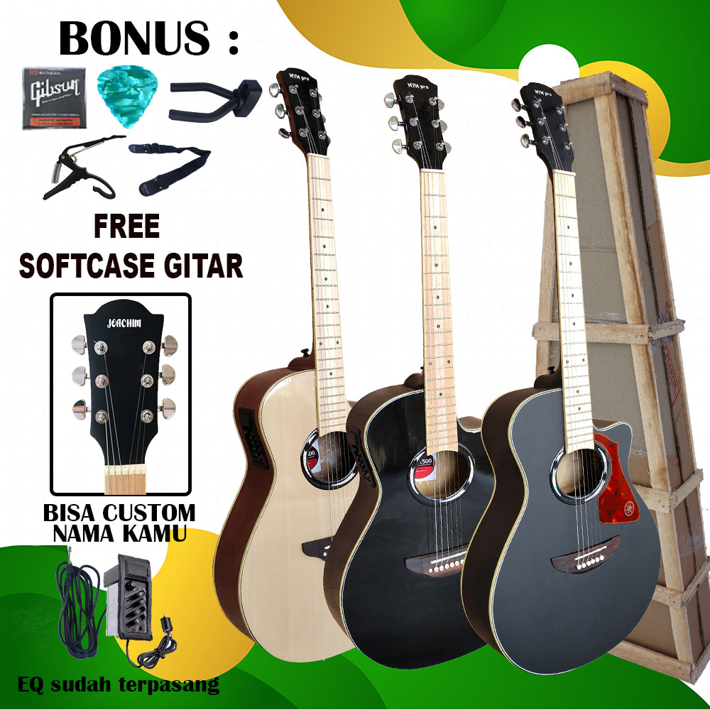 Gitar akustik elektrik apx custom doble run free packing kayu