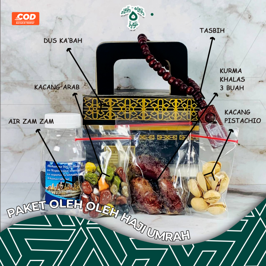 

PAKET OLEH OLEH HAJI UMROH MURAH SEKAT 5 ZAMZAM KHALAS PISTACHIO KERIKIL TASBIH VARIAN 3