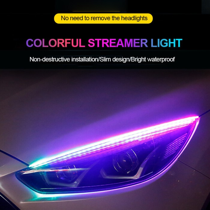 Lampu LED Strip DLR RGB 60cm Lampu Alis Mobil