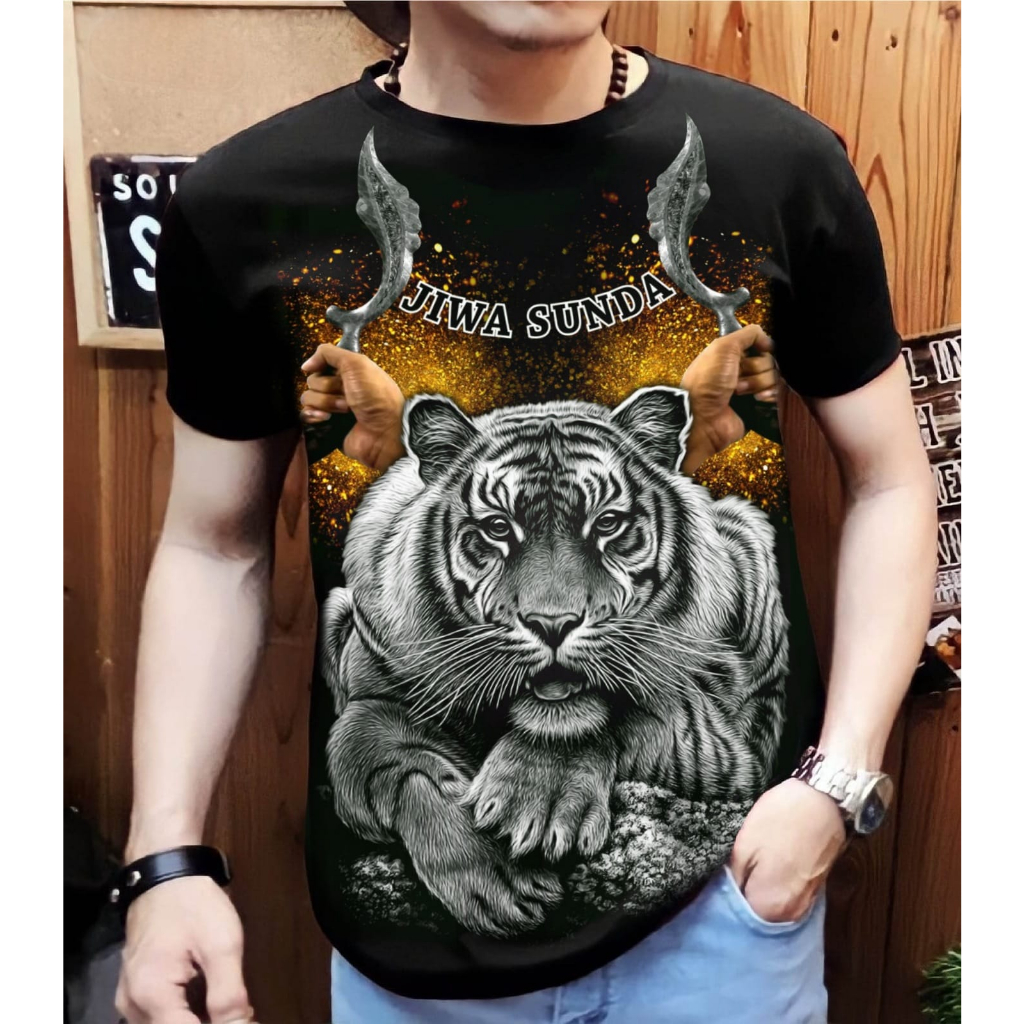 Kaos Pria Lengan Pendek / Macan Sunda MC-08 Jiwa sunda / UK L-XL / Shalch Trendy