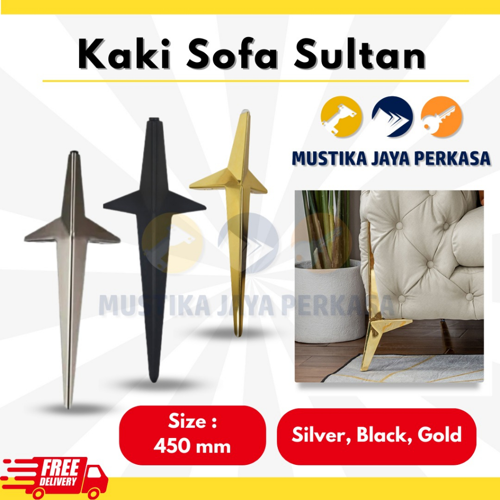 Kaki Sofa Sultan Premium Emas Hitam Kuat Unik Kursi Sofa Leg Silver