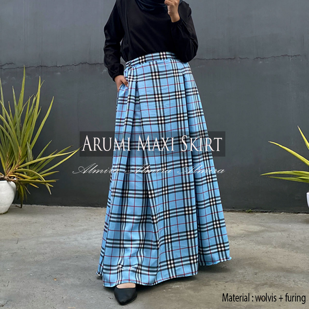 Rok Tartan Panjang Motif Kotak  Arumi Skirt Griyaraditya Almira