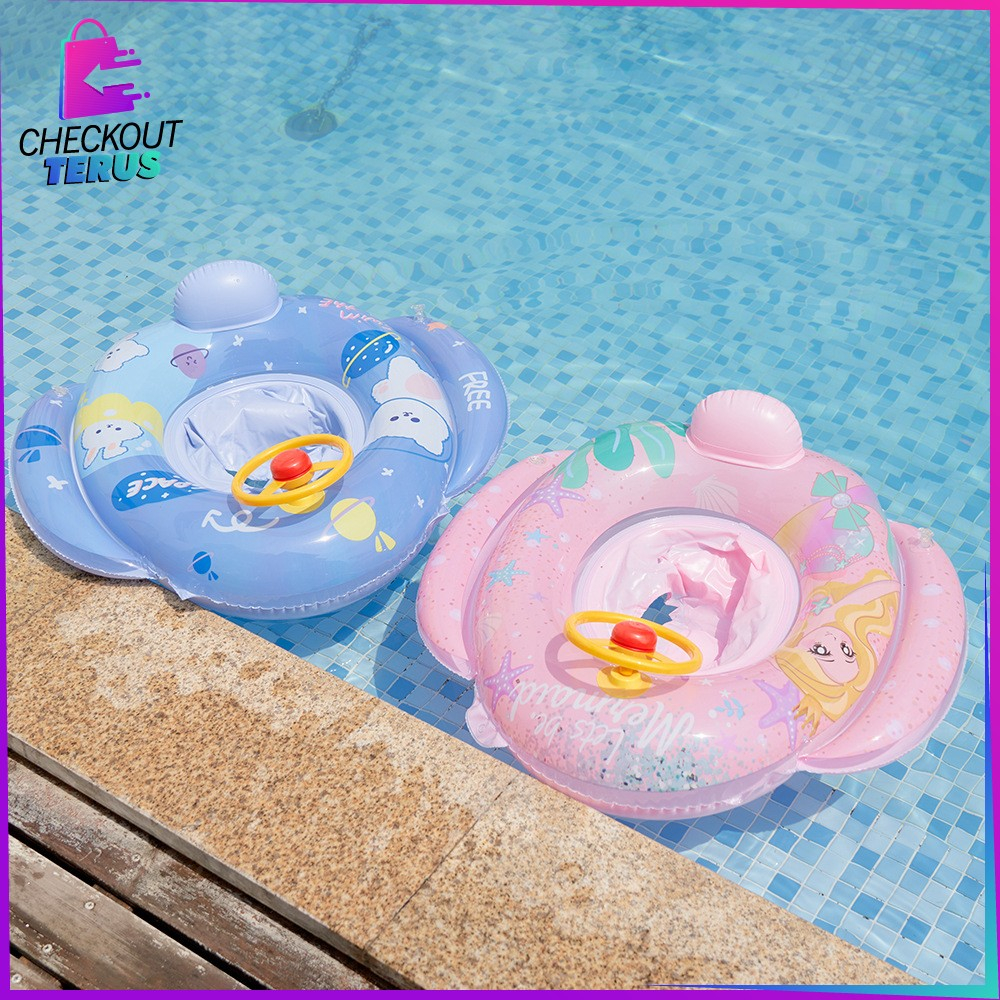 CT M326 Ban Renang Anak Baby Swim Trainer Motif Stir Mobil Swim Ring Ban dengan Pegangan Pelampung Duduk Anak Bayi Balita