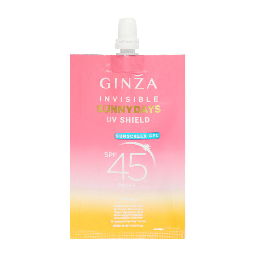 Ginza Invisible SunnyDays UV Shield Sunscreen Gel SPF 45 PA+++ SACHET 8mL
