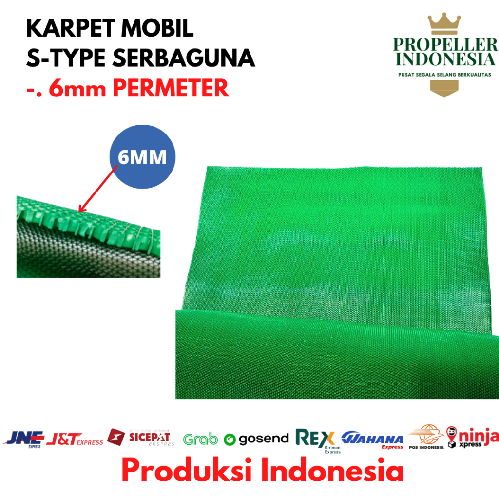 Karpet PVC S-Type Jaring Meteran Karet Anti Slip Tebal 6mm