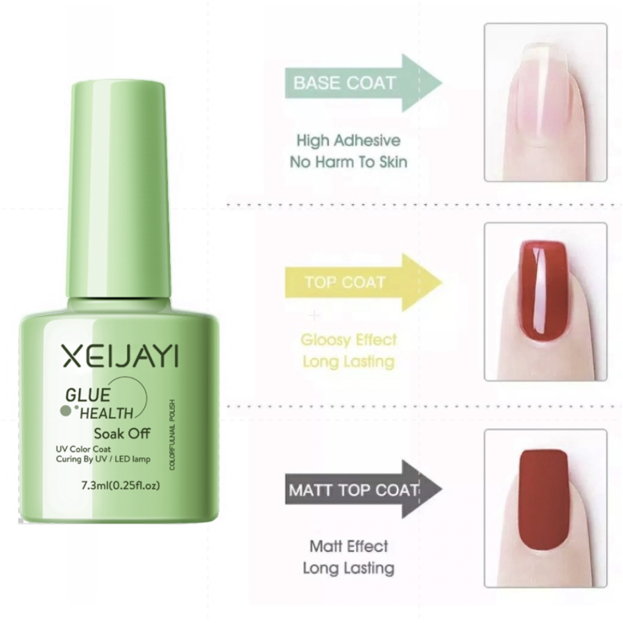 Top Coat Base Coat Reinforce Gel Matte Primer cat kuku 7.3ml kutek kuku UV Nail Polish perawatan kuku KU006