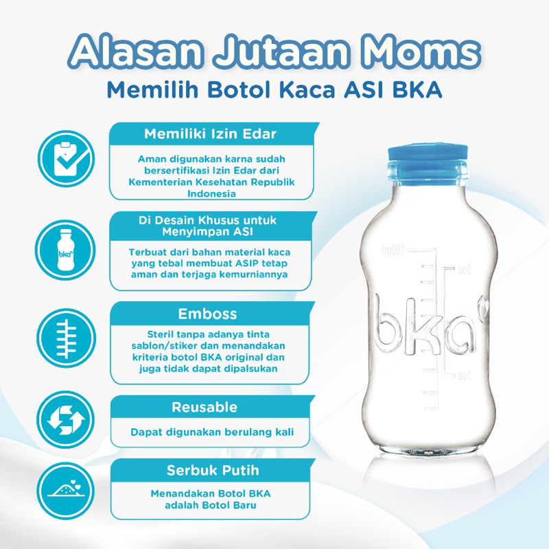 Bka botol kaca asi isi 8 ( free bubble wrap ) - botol penyimpan asi