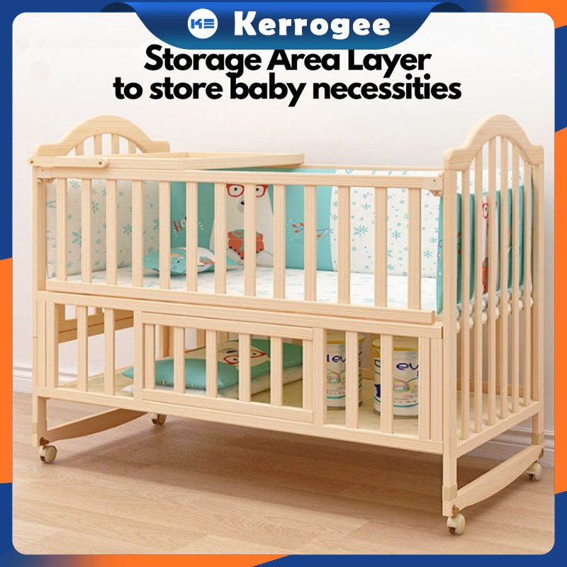 Multifunctional Baby Extendable Storage Cradle Crib Bed Toddler