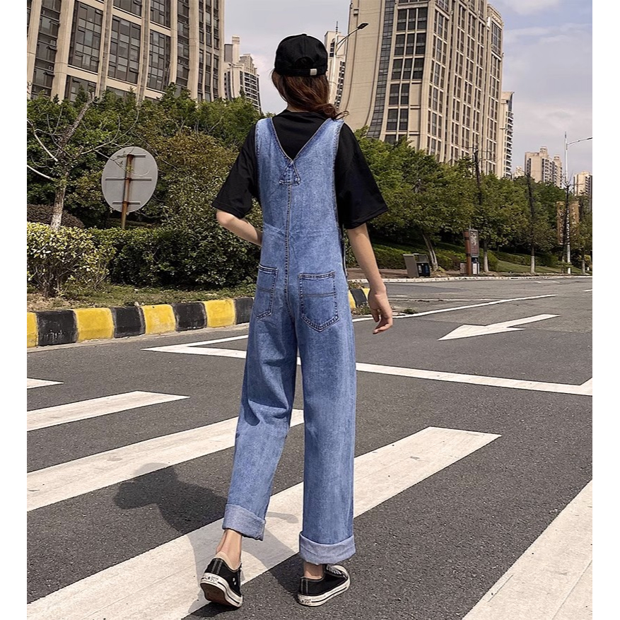 Jumpsuit korea style overall wanita dewasa jumpsuit wanita kekinian celean jeans panjiang kodok wanita ootd terbaru 2023