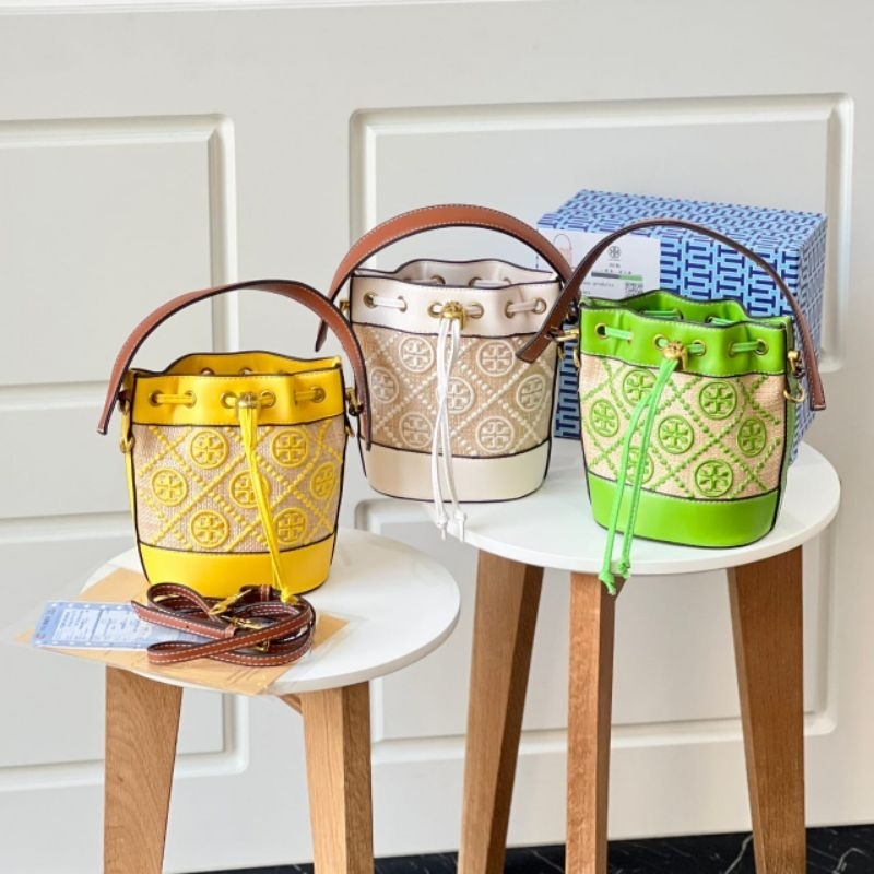 PROMO SALE Tas TB tory selempang serut kuning hijau putih