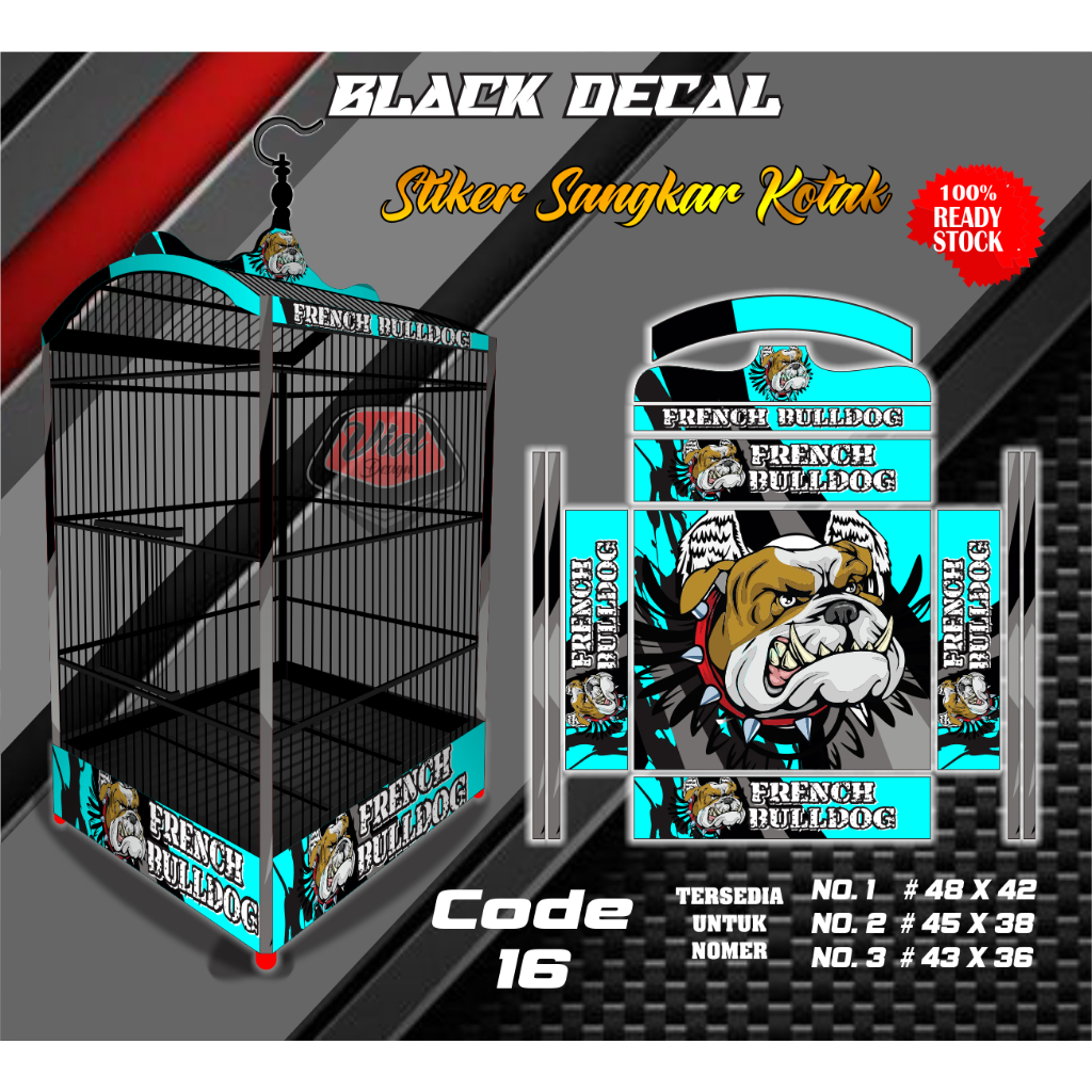 Sticer Sangkar Kotak Decal Kandang Burung Kenari Kacer Ebod Jaya Motif Bulldok No 1 2 3