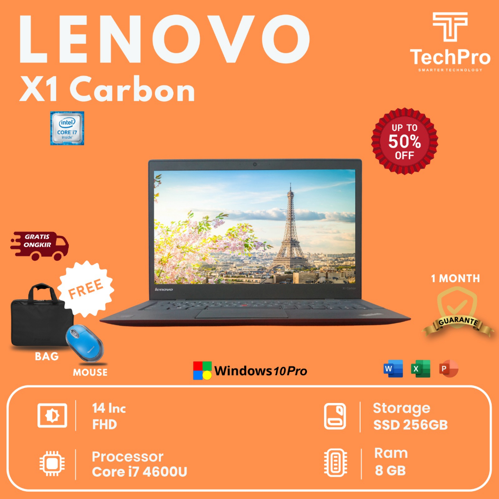 LAPTOP LENOVO THINKPAD X1 CARBON  CORE I7-5600U RAM 8GB SSD 256GB