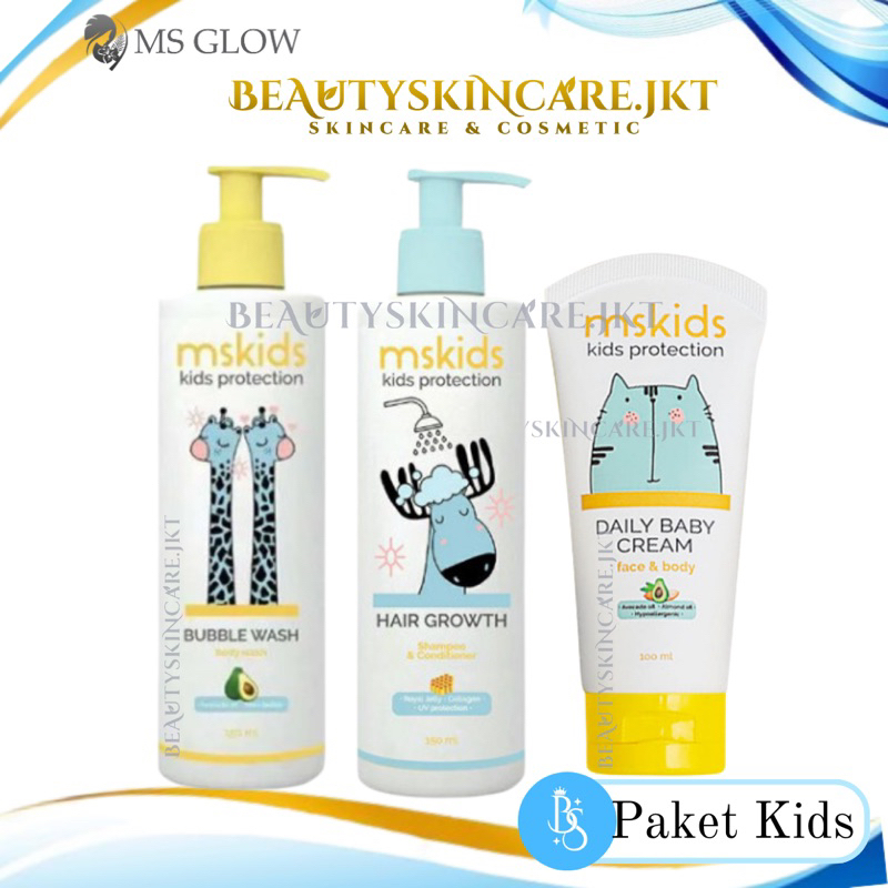 Ms Glow Paket Kids | Kids Daily Cream | Kids Shampo | Kids Body Wash