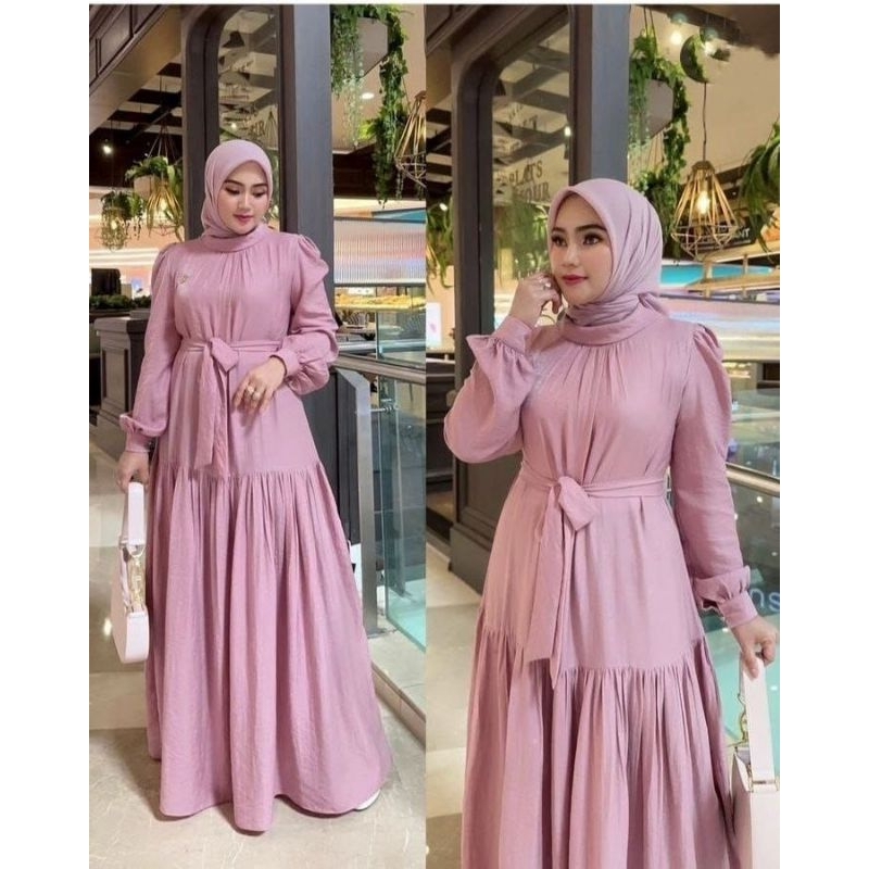 NEW NAMEERA DRESS SHIMER PREMIUM VIRAL DRESS MUSLIMAH DRESS POLOS TERLARIS