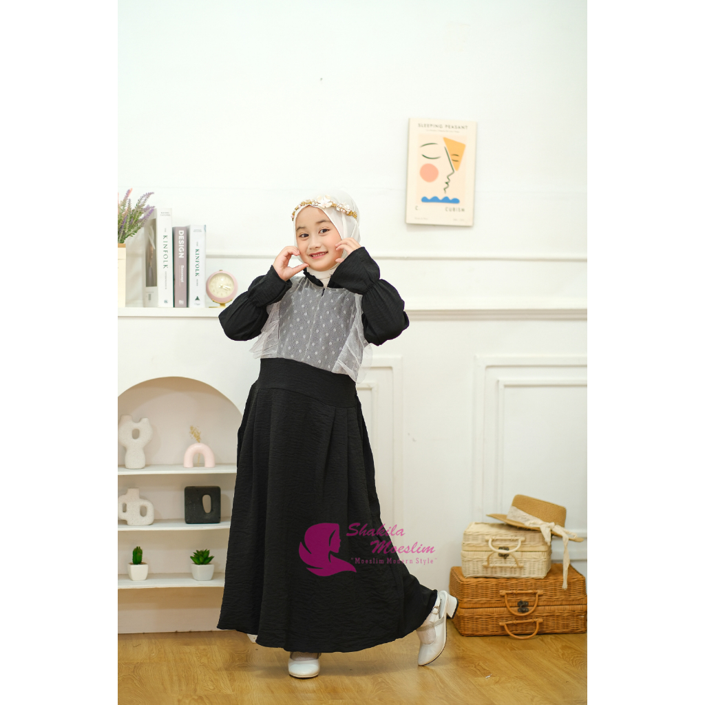 GAMIS ANAK EVELYN KIDS CRINGKLE AIRFLOW TANPA HIJAB TERBARU MUSLIM MODERN STYLE 2023