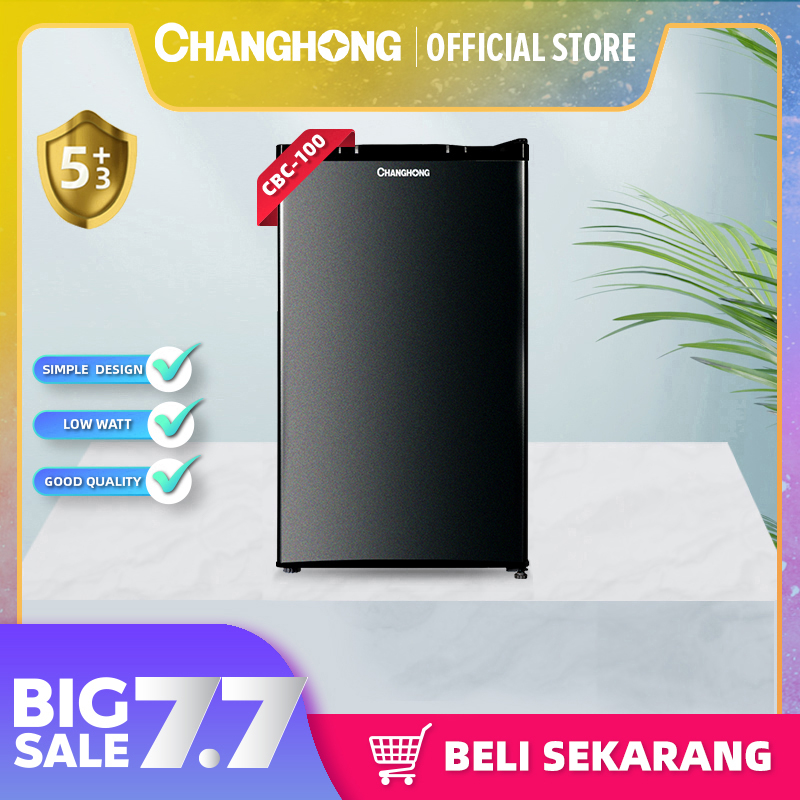 Changhong Kulkas 1 pintu (Refrigerator) Lemari Es Kapasitas 100 Liter – Black CBC 100 (Semi Auto-Defrost ) (Ajustable Door Bisa Di Buka Dari Kanan/Kiri) (Penyimpanan Besar) (Pintu Fleksibel) (Freezer Yang Terpisah) (Pembekuan Cepat)