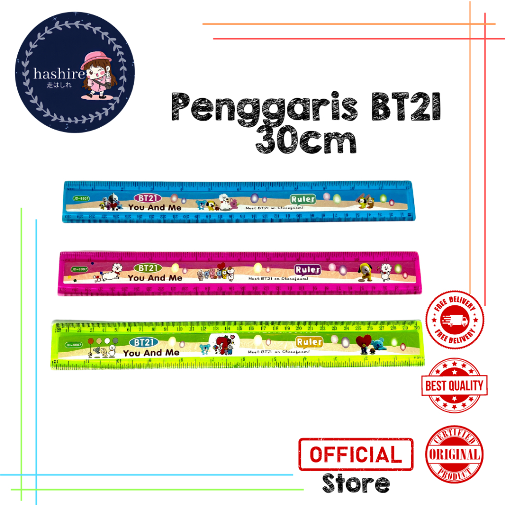 Penggaris BTS 30CM // Penggaris Plastik BT21 // Ruler // Penggaris Murah