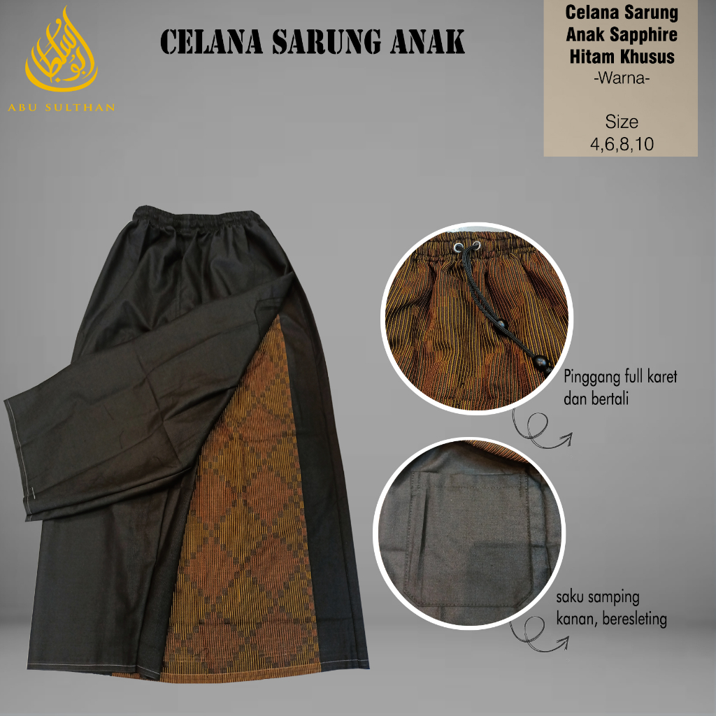 Celana Sarung Anak Anak Sapphire HK Abu Sulthan Perlengkapan Sholat Anak