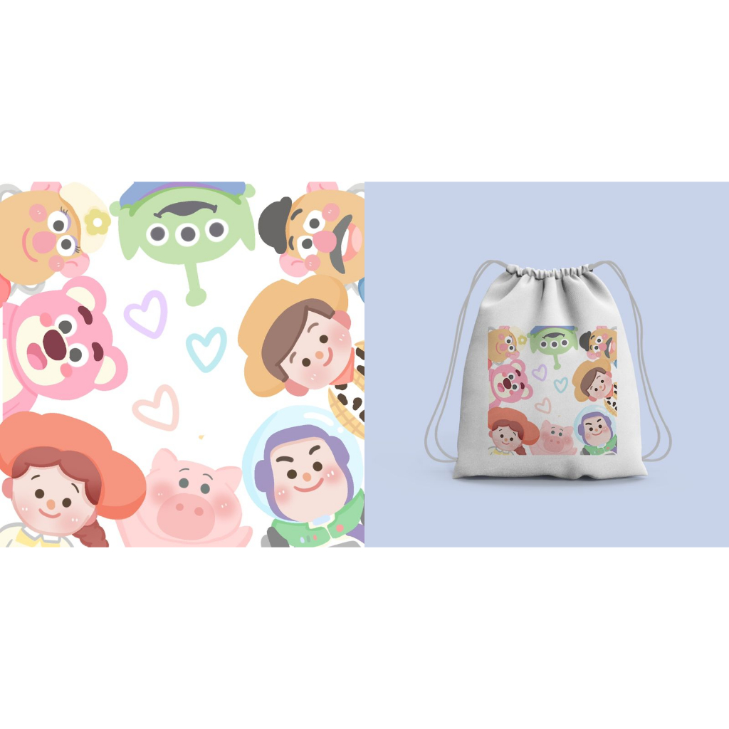 Tas Serut atau String Bag dan Totebag Bergambar Cute Doodle Motif Disneyy Volume 3/Toy Story/ Lotso/Jessie/ Buzz/Woody