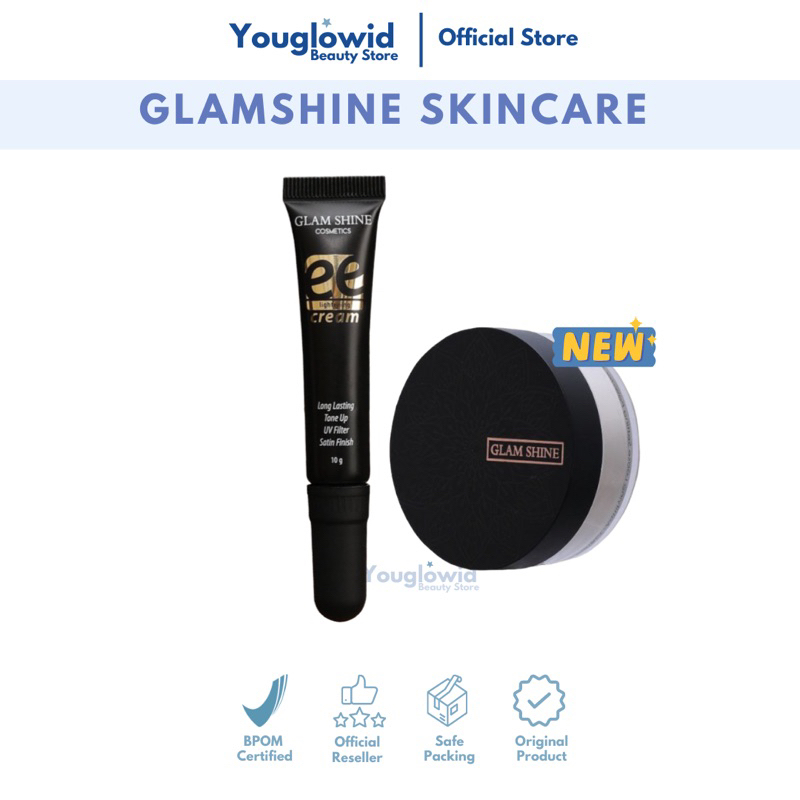 【Official Agent】GLAMSHINE SKINCARE EE Lightening Cream Full Coverage BB CC Cream Color Correcting Foundation Ringan Di Wajah Anti Sinar UV Natural Flawless Glowing Viral BPOM