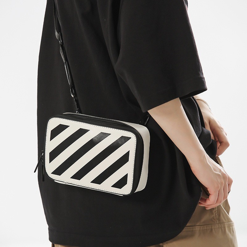 Tas Selempang Pria Kulit Tas Kulit Selempang Cowo WHITE &amp; BLACK Crozz