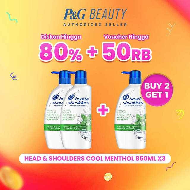 Head &amp; Shoulders Sampo Anti Ketombe Cool Menthol Perawatan Rambut 850Ml X3