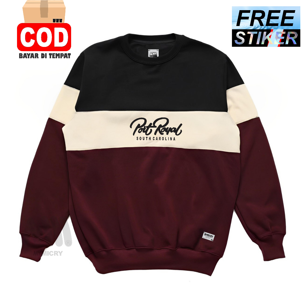 Mymicry Switer Crewneck Pria Kombinasi Post Royal 3 In 1 Bahan Tebal Halus Original Distro Sweater Crunek 3 Warna Premium Dewasa